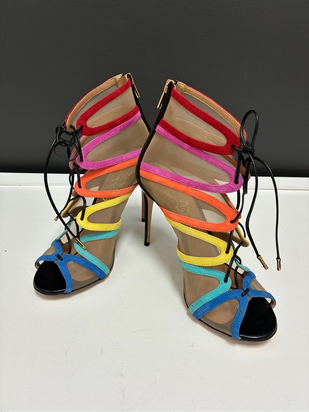Ferragamo Worn-Once Multi-Color Strappy High Heel Sandals